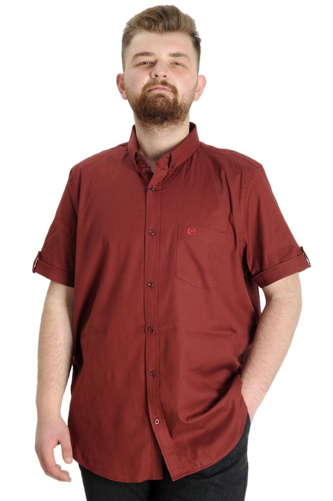 Men's Plus Size Plus Size Shirt Mode Xl Plus Size Men's Shirt Gabardine Short Sleeve Single Pocket Burgundy