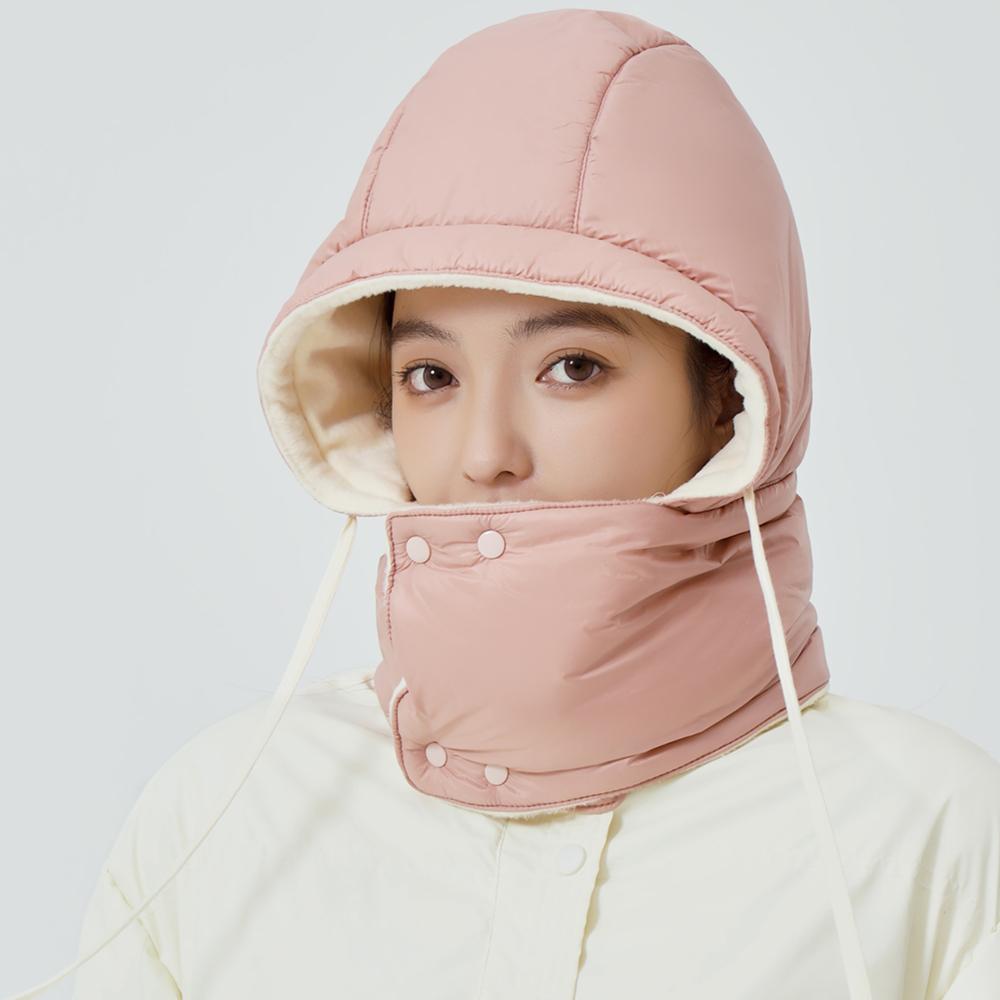 New Style Windproof Hats Plush Fleece Lined Warm Winter Cap Hooded Full Cover Waterproof Hats For Women Solid Color Winter Hats