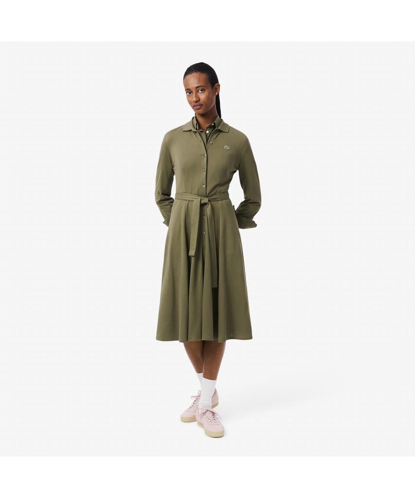 Женское приталенное платье-поло Lacoste с поясом Ef5299-55N E9F