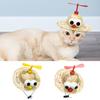 Pet Straw Hat with Bamboo Dragonfly Propeller Mini Woven Straw Hat for Cats Small Dogs Cartoon Cinco De Mayo Sun Cap for Outdoors