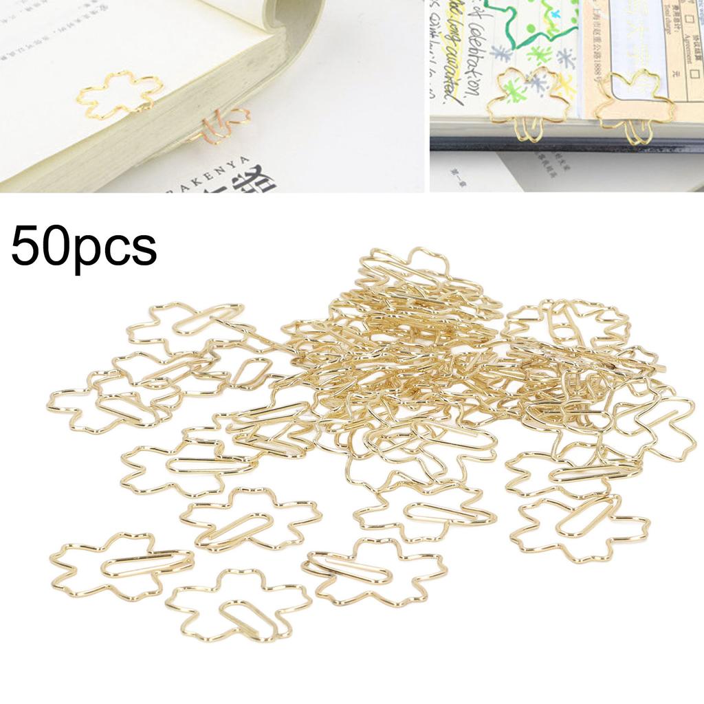 50 шт. скрепок для бумаги, портативные, маленькие, золотые, уникальные, симпатичные, в форме скрепки, закладки для офисных файлов, класс