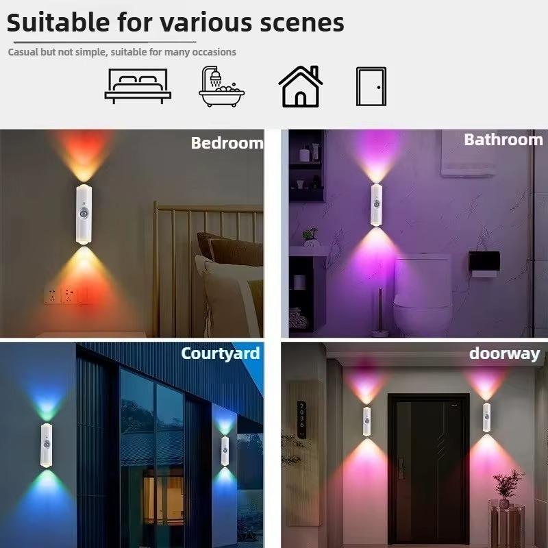 Умный RGB Градиентный Ночник Магнитный Датчик Движения Перезаряжаемый Настенный Светильник для Спальни Ванной Гардеробной Сада Домашний Декор