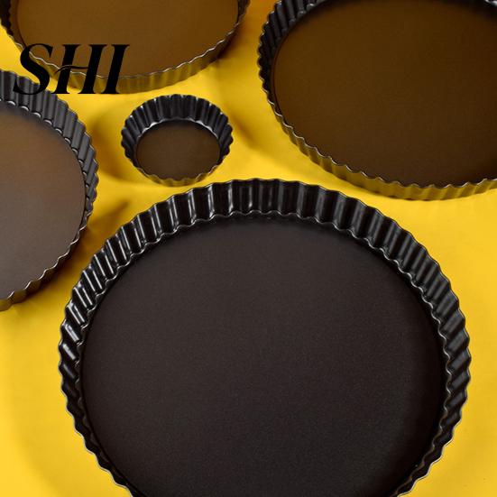 Toasting Pan Pizza Tray Easy to Demould High Hardness Wave Edge Design Carbon Steel Round Pastry Cake Baking Home Supplies