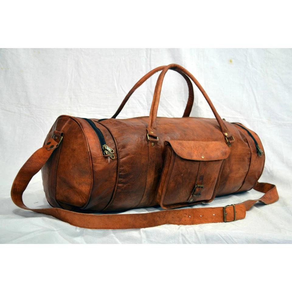 Leather Genuine Travel Bag Duffle Gym Men Vintage Luggage S Overnight Weekend