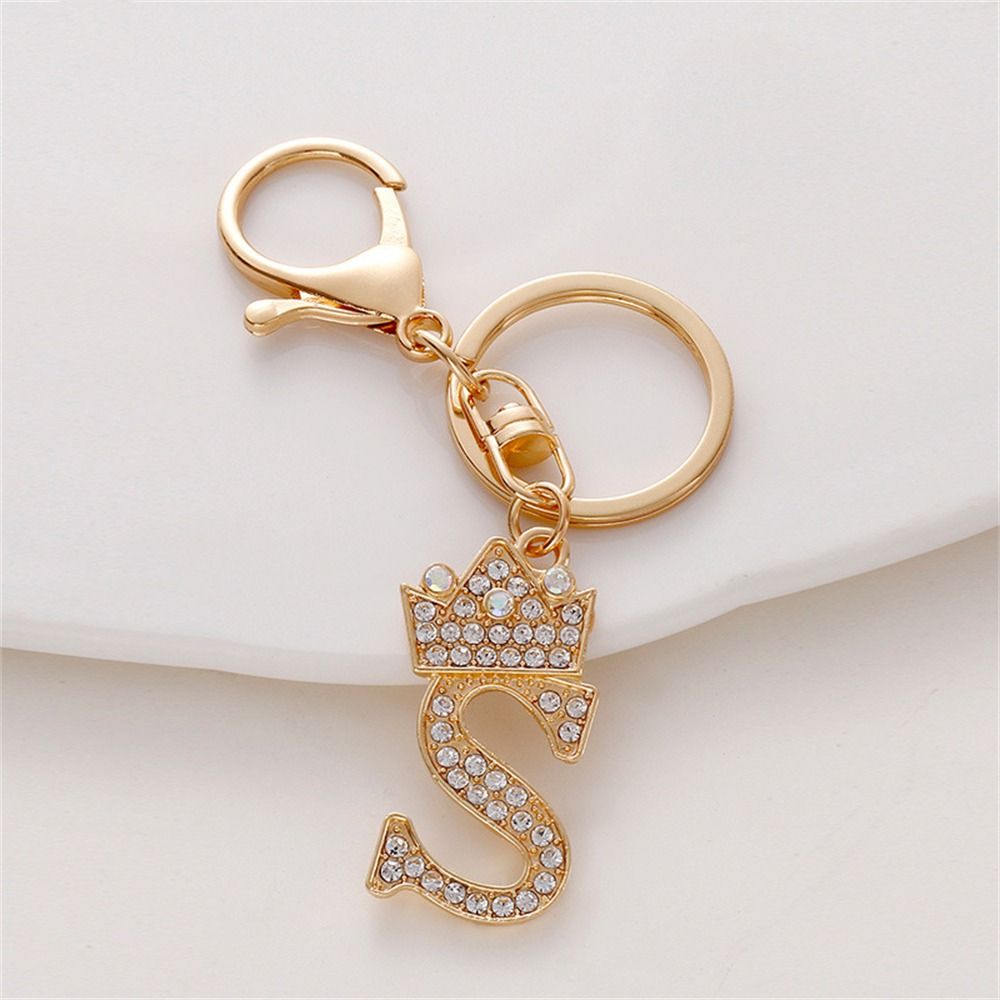 Charms 26 Alphabet Key Ring English Alphabet Keyring Letter Crown Key Chain 26 Letter Keychain