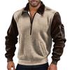 Men's Solid Color Corduroy Zipper Neck Long Sleeve Top Men's Casual Lapel Top