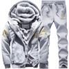 Winter 2 Piece Tracksuits Men Sets Casual Thicken Fleece Warm Hooded Jacket Pants Sweatshirt Sportswear Coats Hoodie Track Suits