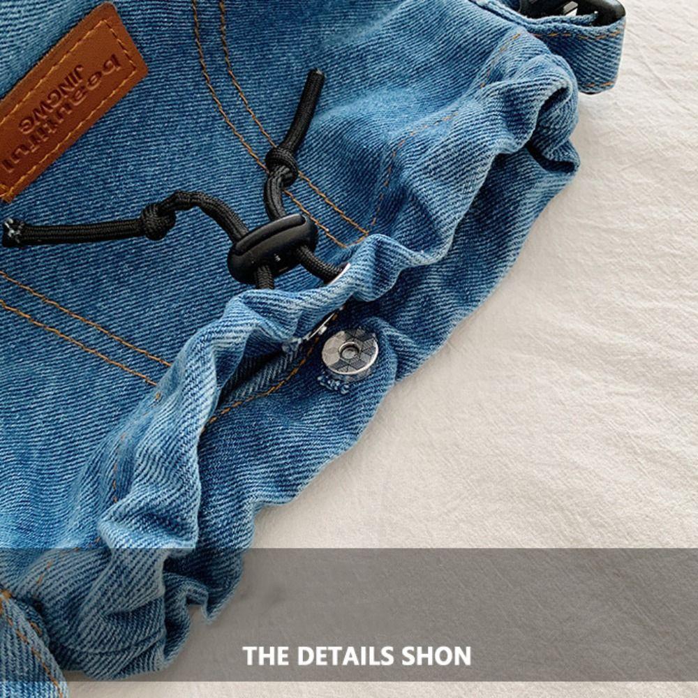 Vintage Denim Canvas Bag Large Capacity Jeans Shoulder Bag Casual Drawstring Crossbody Bag Outdoor