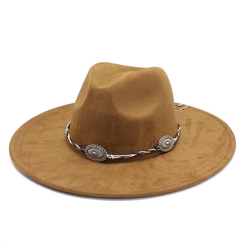 Suede Cowboy Hat Tibetan Accessories Men'S Jazz Top Hat Felt Hat