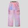 INCERUN Men Tie-dye Elastic Waist Mesh Sheer Stitching Harem Pants Streetwear Partywear