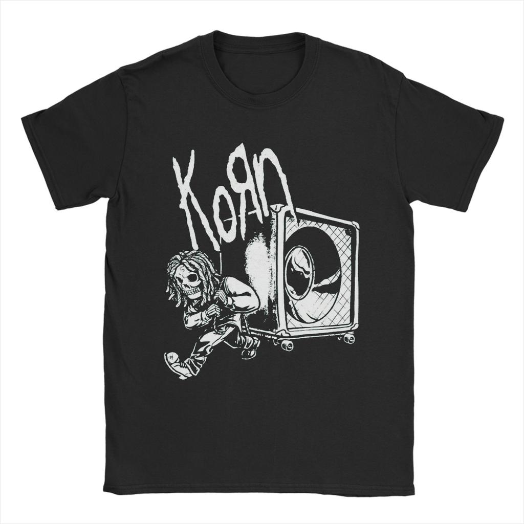 Уличная футболка Летняя группа Korn Хиппи футболки Чистый хлопок футболка для мужчины Y2K Повседневный узор Короткий рукав футболки