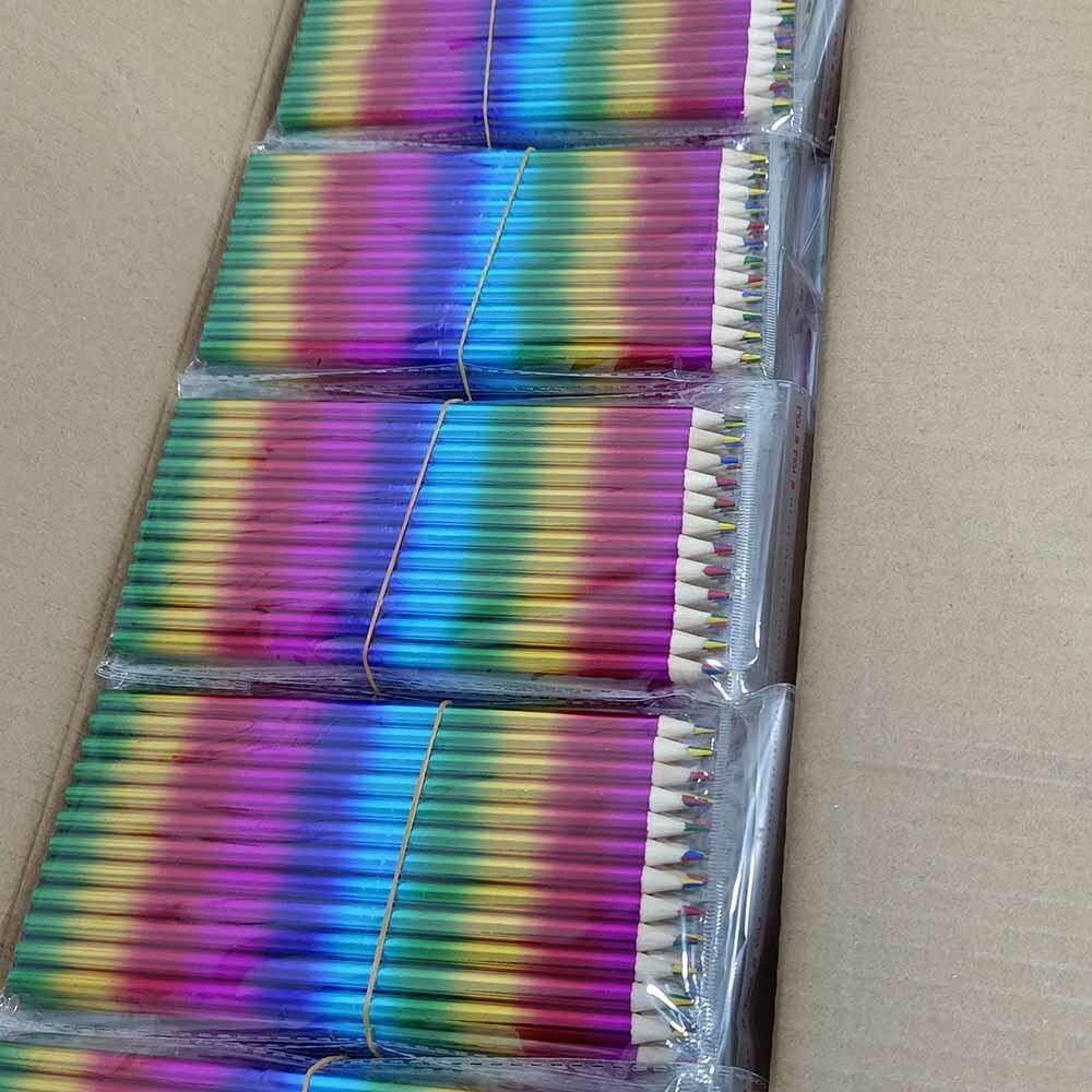 12 предметов креативные радужные канцелярские принадлежности школьные канцелярские принадлежности студенческий приз кавайный простой 4 цвета круглый карандаш