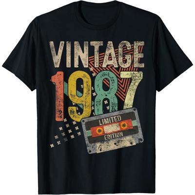 Винтажные футболки 1987 года в честь 38-летия, мужские и женские, с юмористическим принтом, в стиле стритвеар, с коротким рукавом, унисекс, свободного кроя.