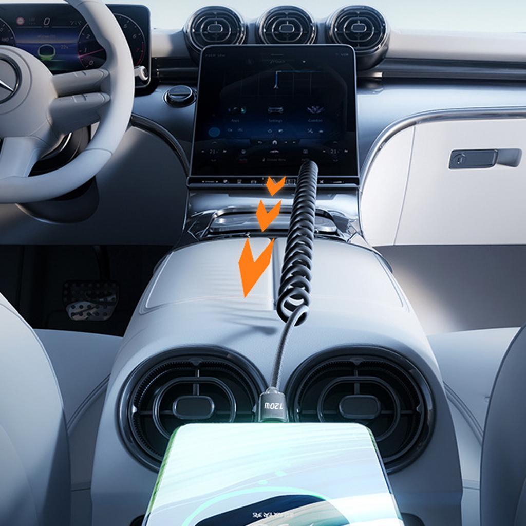 1M/2M USB C на Type C Быстрая зарядка Пружинный кабель Телескопическая зарядка Автомобильное зарядное устройство для телефона Кабель для передачи данных для iPhone Samsung USB-кабели