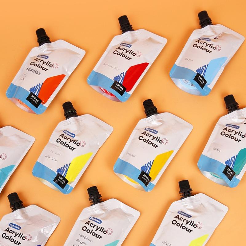 Самонесущая сумка 100 мл, водонепроницаемые акриловые краски, портативная маленькая упаковка, сумка для дополнений к краскам, студийные принадлежности для занятий искусством