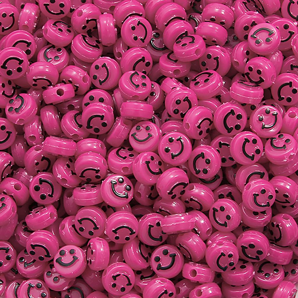 500Pcs Round Shape Acrylic Beads Spaced Smile Beads For Jewelry Making Craft Accessories
