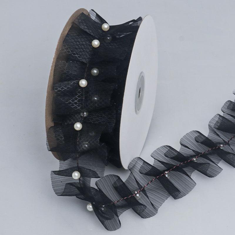 Элегантная органза оборка решетка волна лента кружево аксессуары бисерный букет цветов упаковка юбка подол кайма одежда ювелирные изделия ремесла изготовление лент