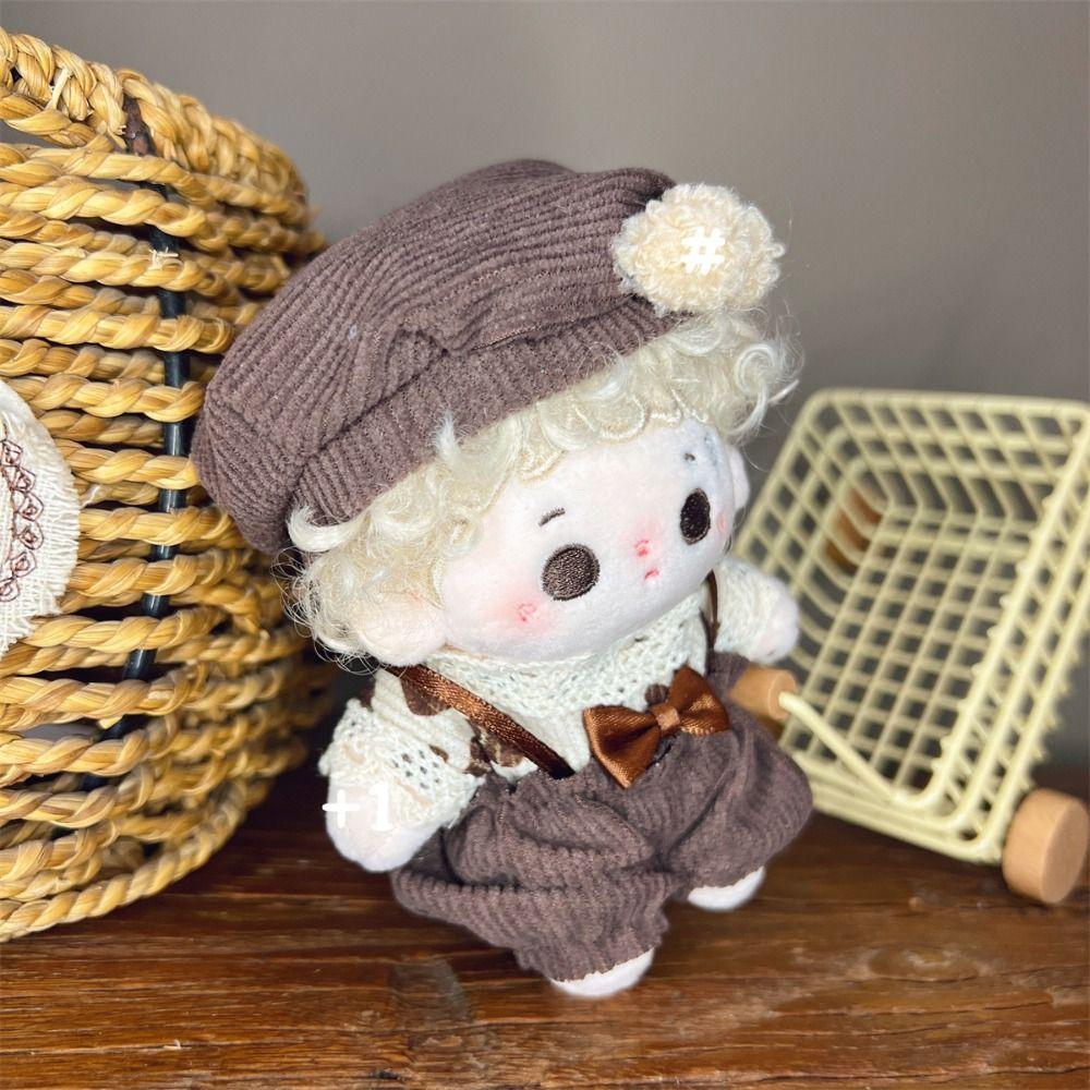 Retro Skirt Overalls Set For 10cm Doll Clothes Pretty Miniature Dress Suit Dolls Clothing Set Plush Dolls Clothes Replacement