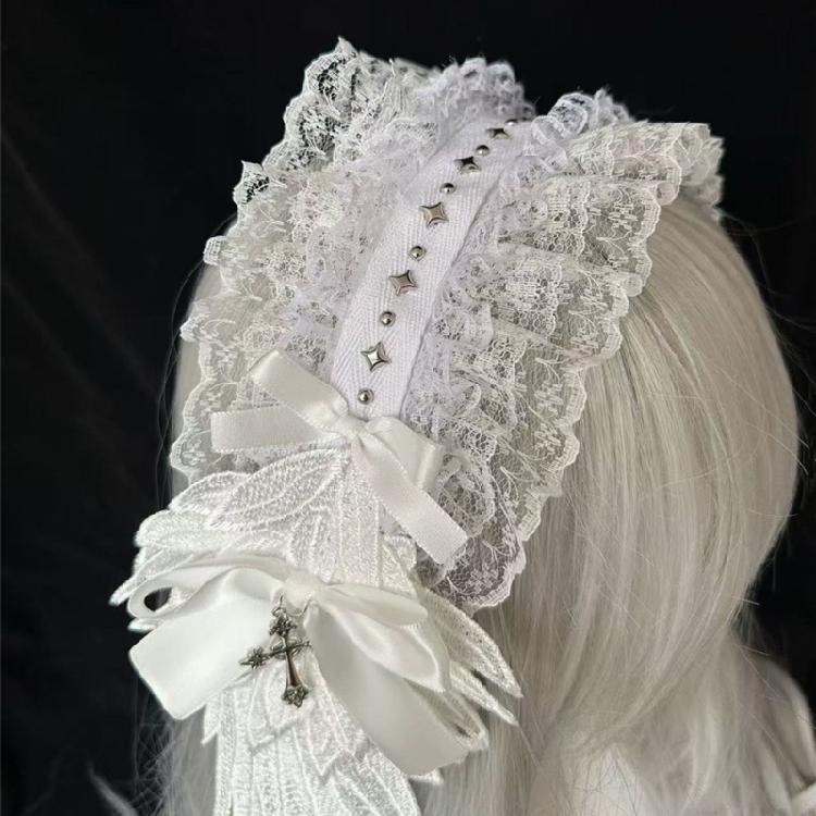 Кружевной бант Заколка для волос с крылом ангела Аниме-тематика Мероприятие Кружевной рюш Отделка Повязка на голову Для ролевых вечеринок и костюма