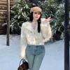 Autumn Winter Y2K Faux Fur Short Coat for Women Turn-down Collar Fur Outerwear Ladies Casual Slim Long Sleeve Jacket