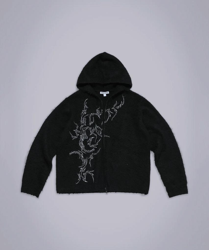 Jeidideuleondeon (M) Tattoo Zip Knit Hoodie Black