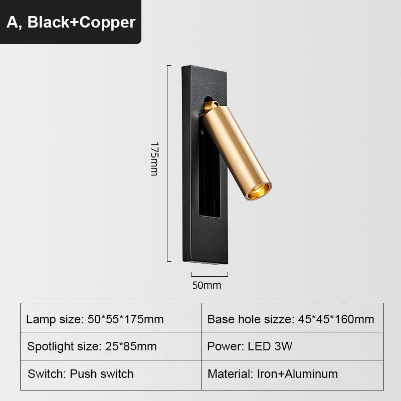 Современный светодиодный настенный светильник медно-черного цвета, встроенный настенный светильник, светодиодный 3 Вт USB, светодиодный настенный светильник для чтения, регулируемые ночники, настенный светильник