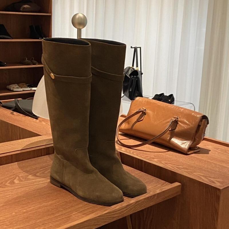 Spot Second Hair! Small Gold Coins Retro Tall Tube Thick Heel Thick Sole But Knee Thin Boots Knight Boots Women's Autumn and Winter