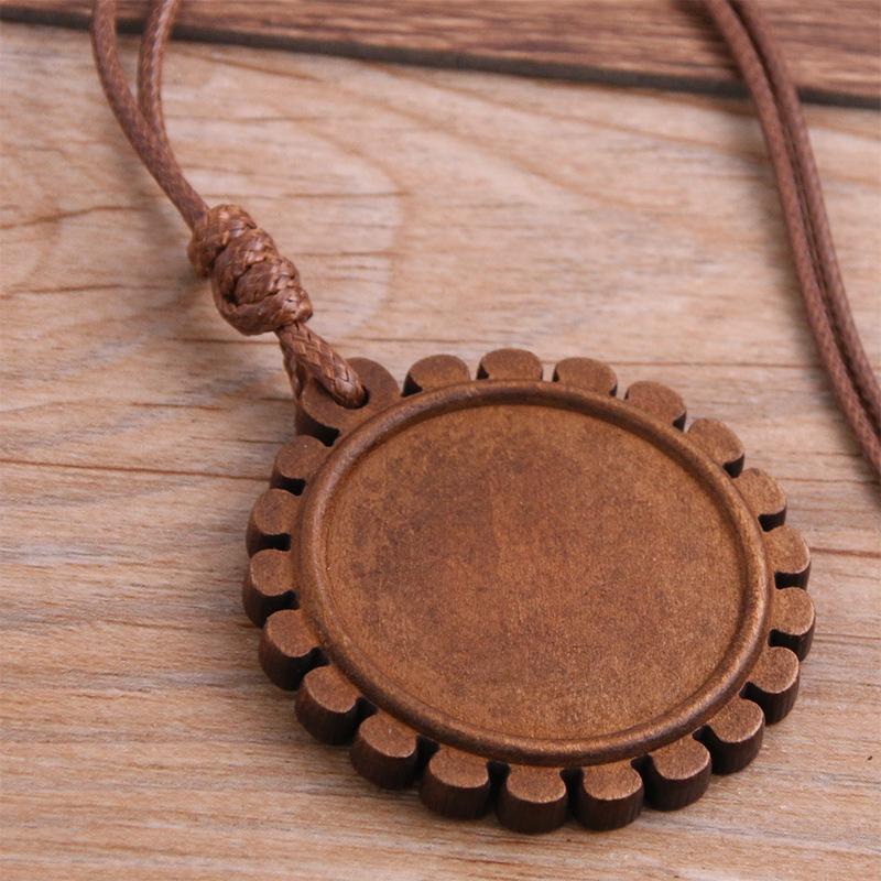 Ожерелье-кулон '13 стилей' DIY с полым 'Камнем времени' и кружевной деревянной основой