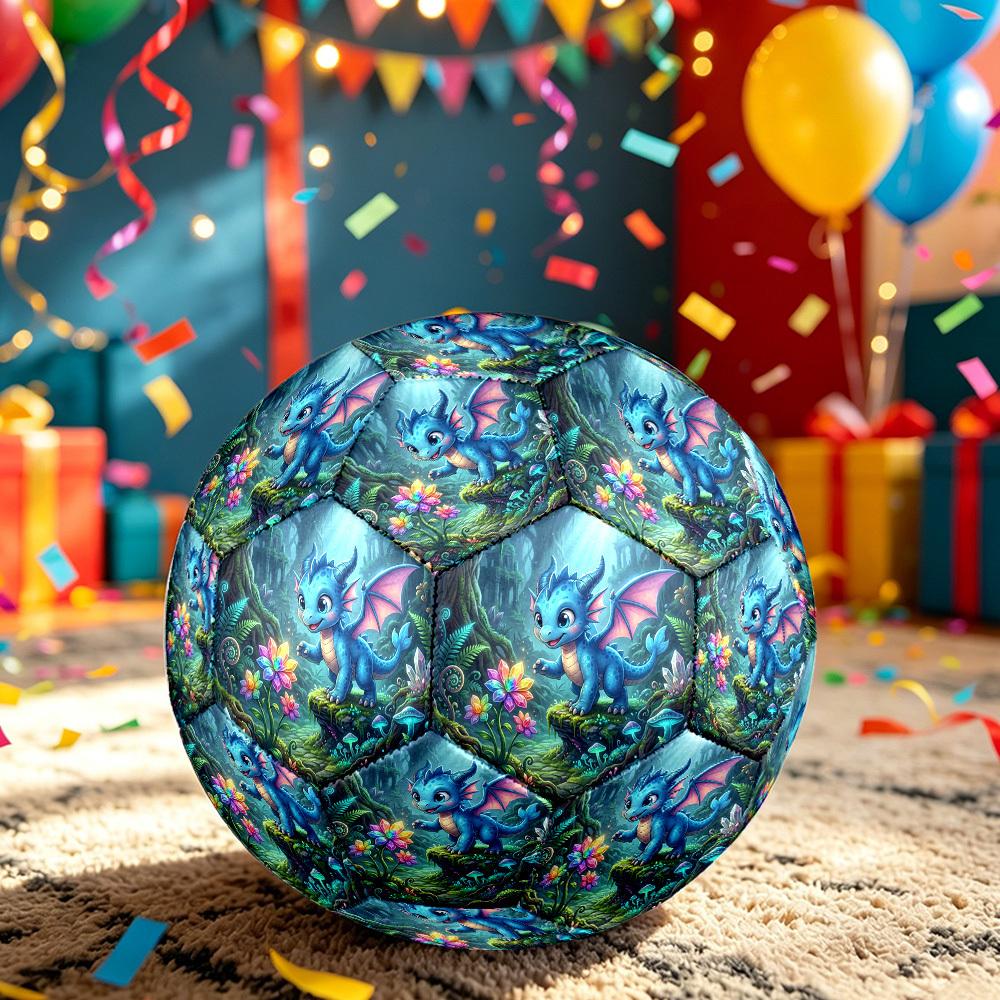 1pc Fantasy Dragon Garden Themed Soccer Ball, Size 5, Lightweight PVC Material, Outdoor Training Soccer Ball Gift. q62250