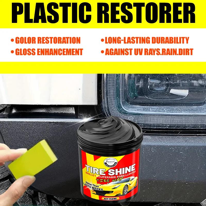 Блеск для шин Восстановитель пластика - Нежирный, нелипкий черный полироль для салона автомобиля, сидений и отделки Включает губку-аппликатор