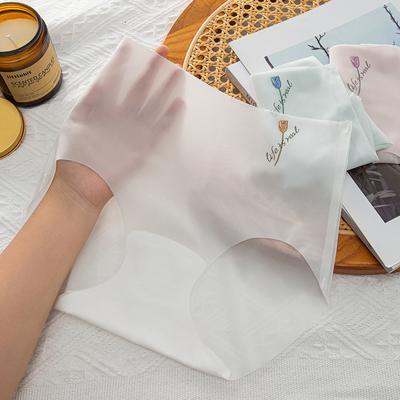 Женское бесшовное невидимое нижнее белье из шелка Ice Silk, трусики большого размера, хлопковая промежность, ультратонкое нижнее белье, трусики-бикини
