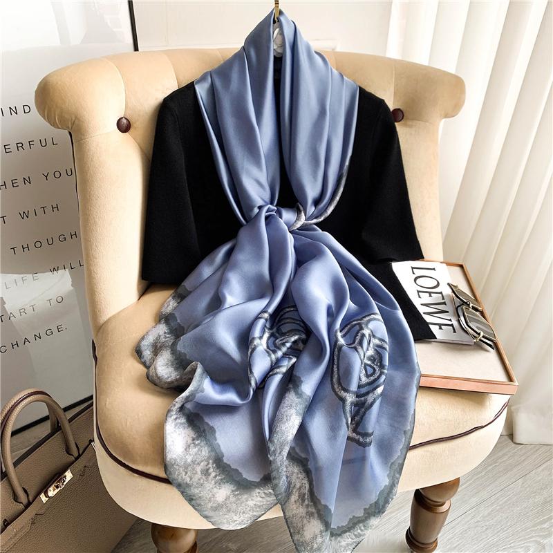 Big Size Women Scarf Spring Silk Hijabs Floral Print Shawls and Wraps Ladies Pashmina Bandana Foulard Soie Scarves