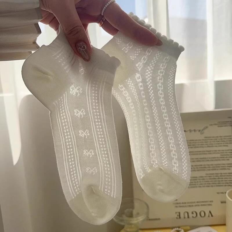 Женские летние дышащие хлопковые кружевные короткие носки - 10 пар