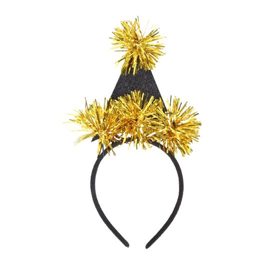 2026 Новогодняя повязка на голову с логотипом в виде цифр, черно-золотой дизайн с пайетками, украшенная лентами, обруч для волос, реквизит для командного единства