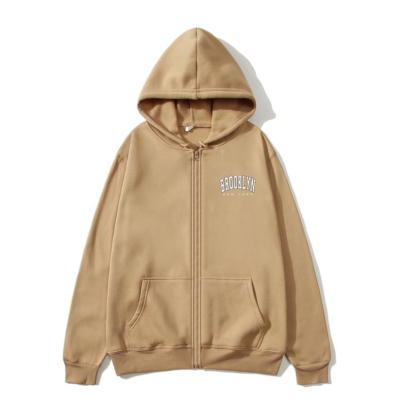 Толстовка с капюшоном Brooklyn Zip, модные большие толстовки с капюшоном для женщин, толстовки с длинным рукавом и карманами, одежда, толстовка Brooklyn Zip, женские толстовки
