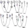 Original Copper Safety Chain Star Moon Sun Heart Bowknot Silicone Clip Charm Fit Original Bracelet Diy Jewelry Gift