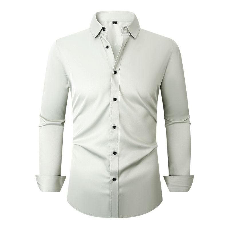 Men's Fashion Stretch Shirt: Crease-Resistant Plain-Coloured Long-Sleeved Business Shirt – Lightweight Men's Shirt