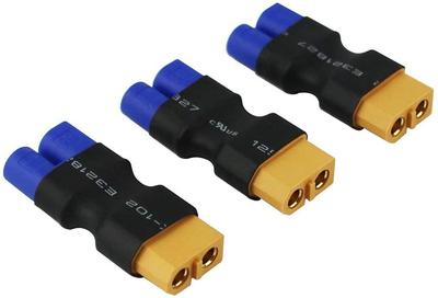 Адаптер EC3 Female на XT60 Male – 3 шт. | Легкий разъем для LiPo аккумуляторов для дронов и автомобильных аудиосистем | 39x18 мм