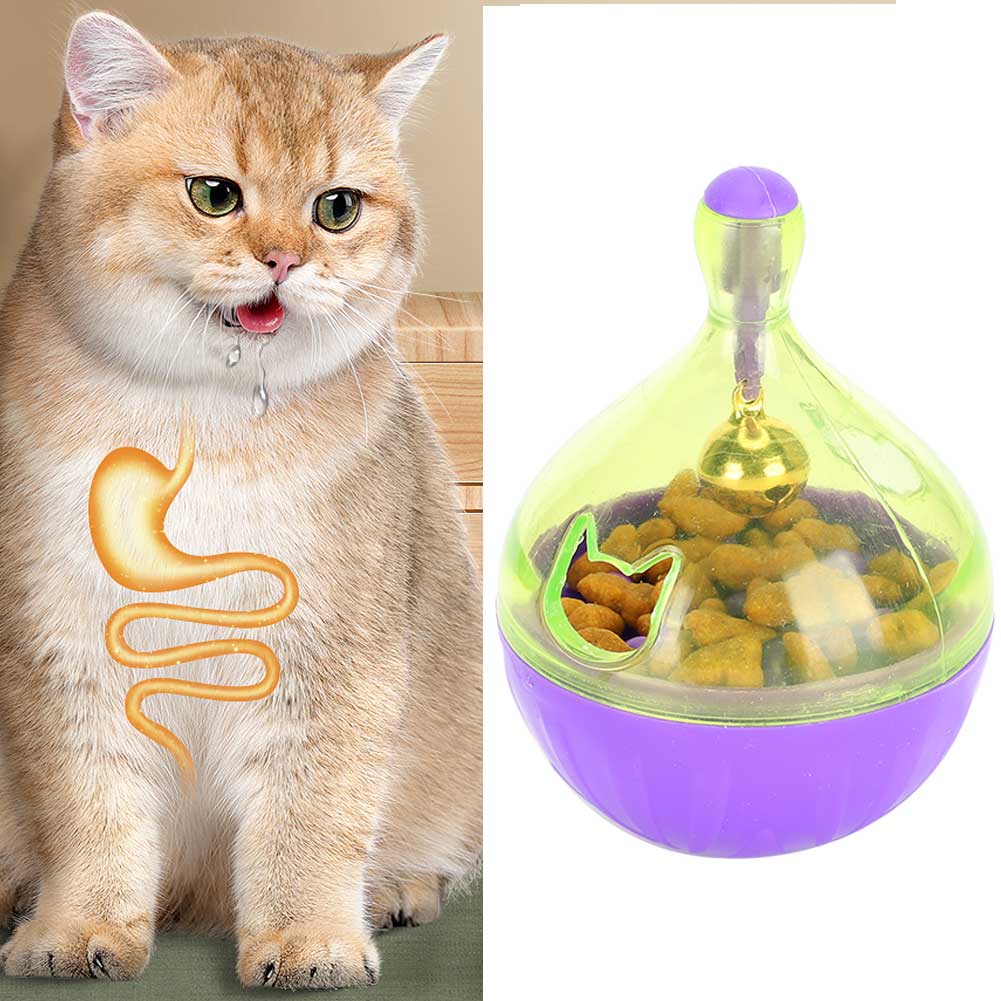Fun Pet Bowl Feeder Roly Poly Food Leakage Ball Interactive Toy for Cat Dog Purple ABS
