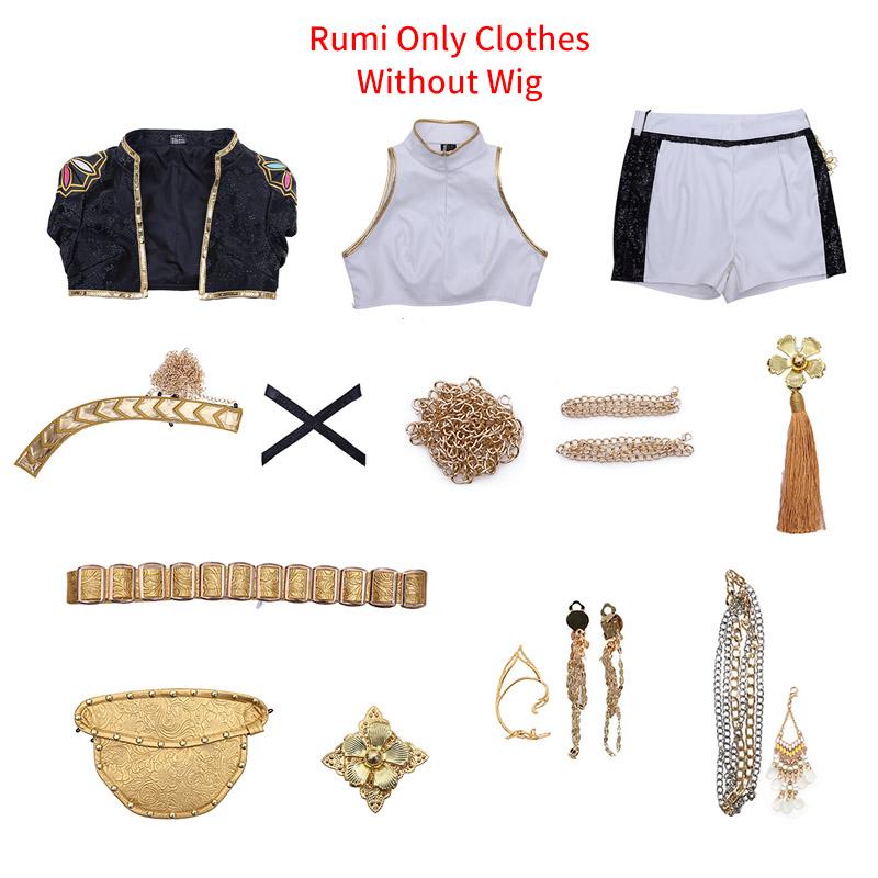 Руми Зои Мира Черные костюмы Косплей костюм Парик Охотник на демонов Ролевая игра K-pop Идол Сценическое выступление Хэллоуин Карнавальные наряды