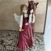 Yousheng Girl Hose Figurine Resin Angle Pony Statue Sculpture Home Office Living Room Desktop Decoration Ornament