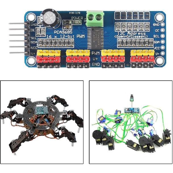 Alinan 4pcs PCA9685 16 Channel 12 Bit PWM Servo Motor Driver Board I2C IIC Module IIC Interface