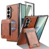 Магнитный держатель для карт Кожаный чехол для Samsung Galaxy Z Fold 8 Ultra Fold 7 6 5, Полноценная крышка Защита шарнира Пленочное стекло для экрана