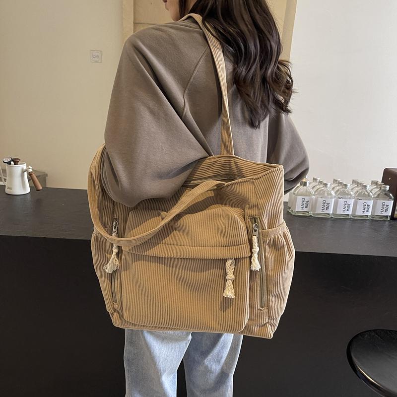 Вельветовая сумка-тоут женская сумка для поездок на работу, большая вместимость, сумка через плечо