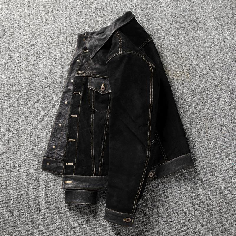 Мужская куртка из ПУ кожи, приталенная, модная, с лацканами, кожаная куртка, короткое весенне-осеннее пальто