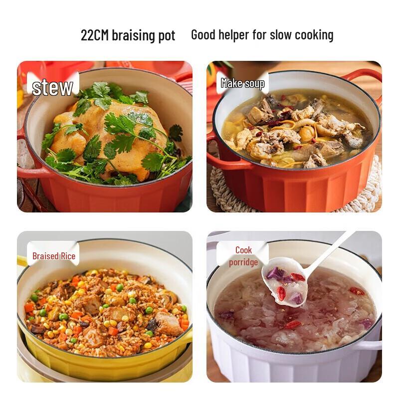 Buydeem 22cm Enamel Cast Iron Pot with Thawing Plate