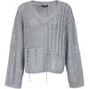 ONLY Women's Loose Asymmetrical Crochet V-Neck Knit Sweater