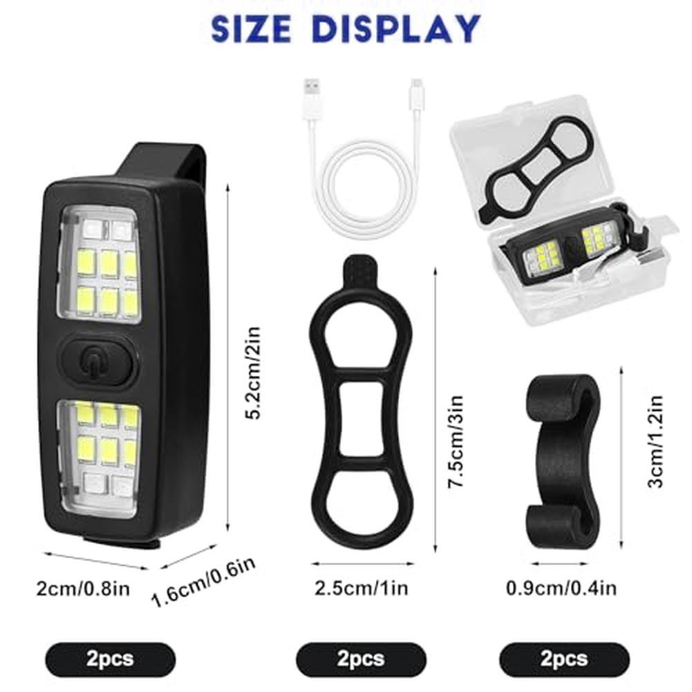 2pcs Clip-On Flashlight Rechargeable Hands-Free Running Light With 7 Modes For Runners Night Running Dog Walking Camping Hiking