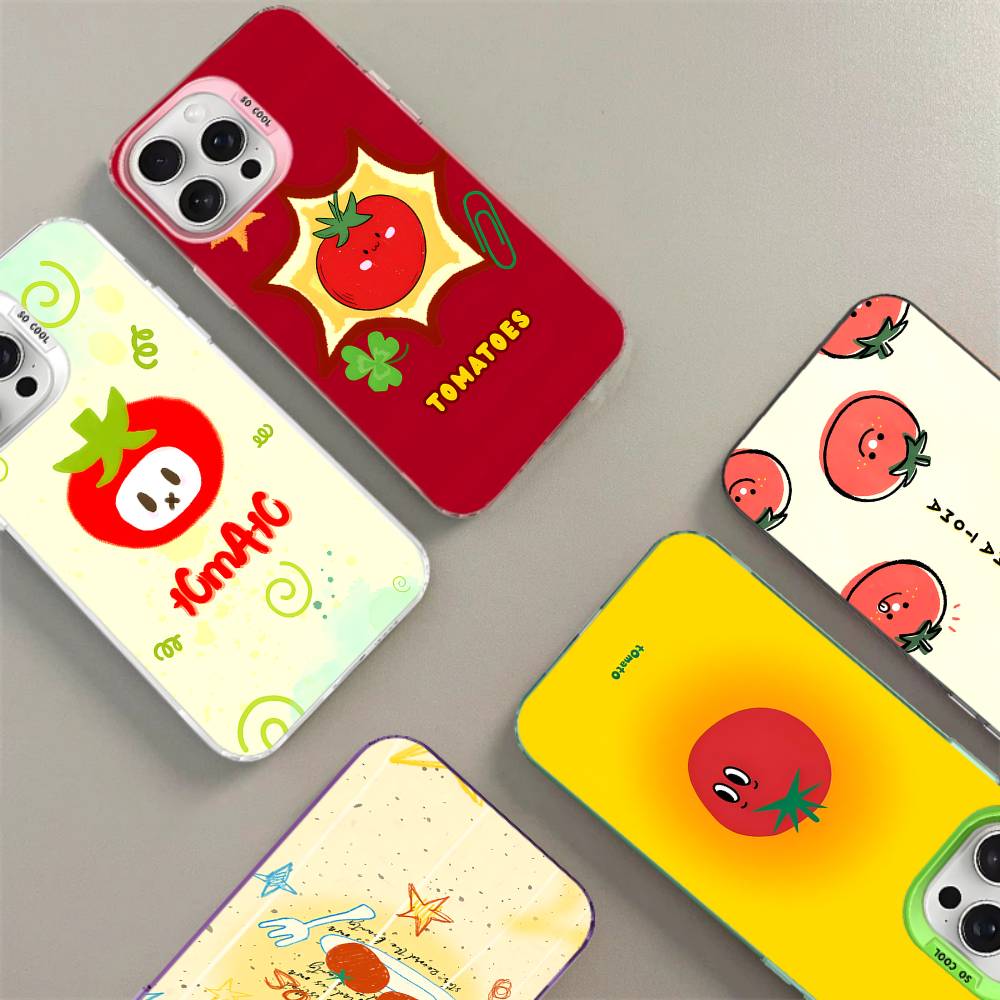 Чехол для телефона 'Выражение помидоров' для IPhone 17 16 15 14 13 12 11 Pro MAX Plus Цветной Матовый Задний Чехол