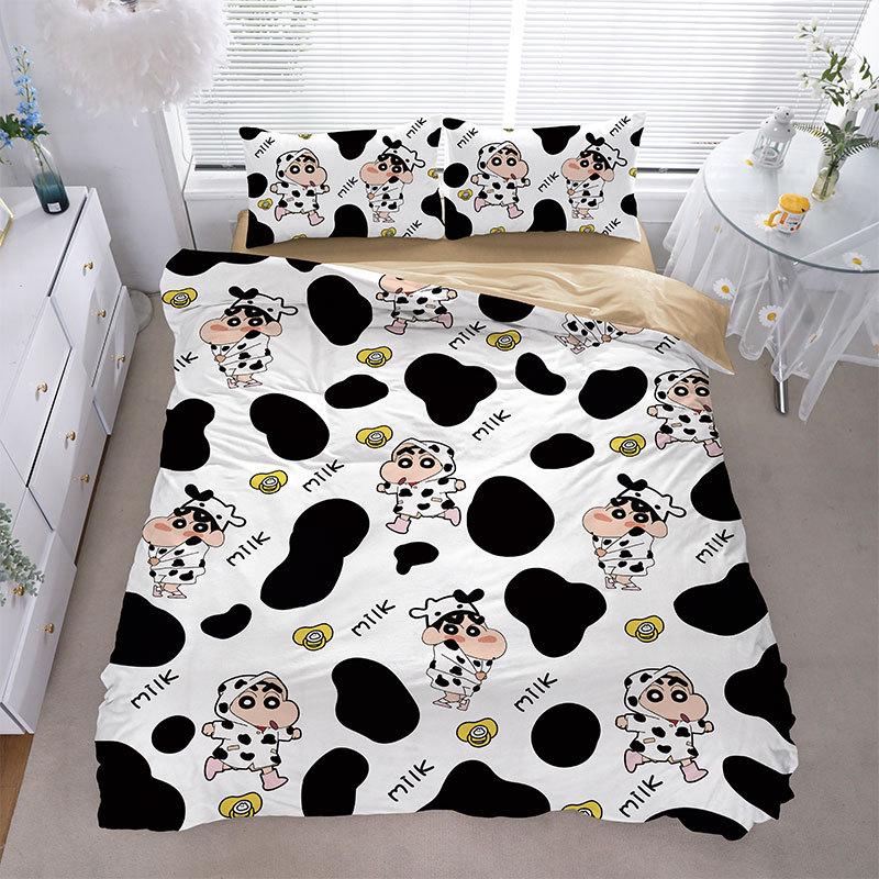 Мультяшная пододеяльник Крейон Шин-чан Роскошный комплект постельного белья Крейон Шин-чан Наволочка 2/3 шт. Подарок для взрослых и детей Односпальный Двуспальный